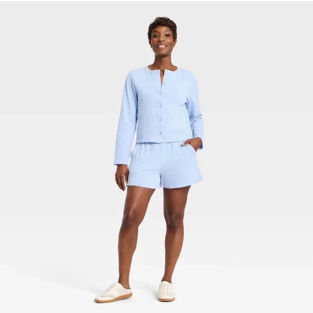 NWT Universal Threads French terry jersey lounge set cardigan and shorts size M - Picture 2 of 14